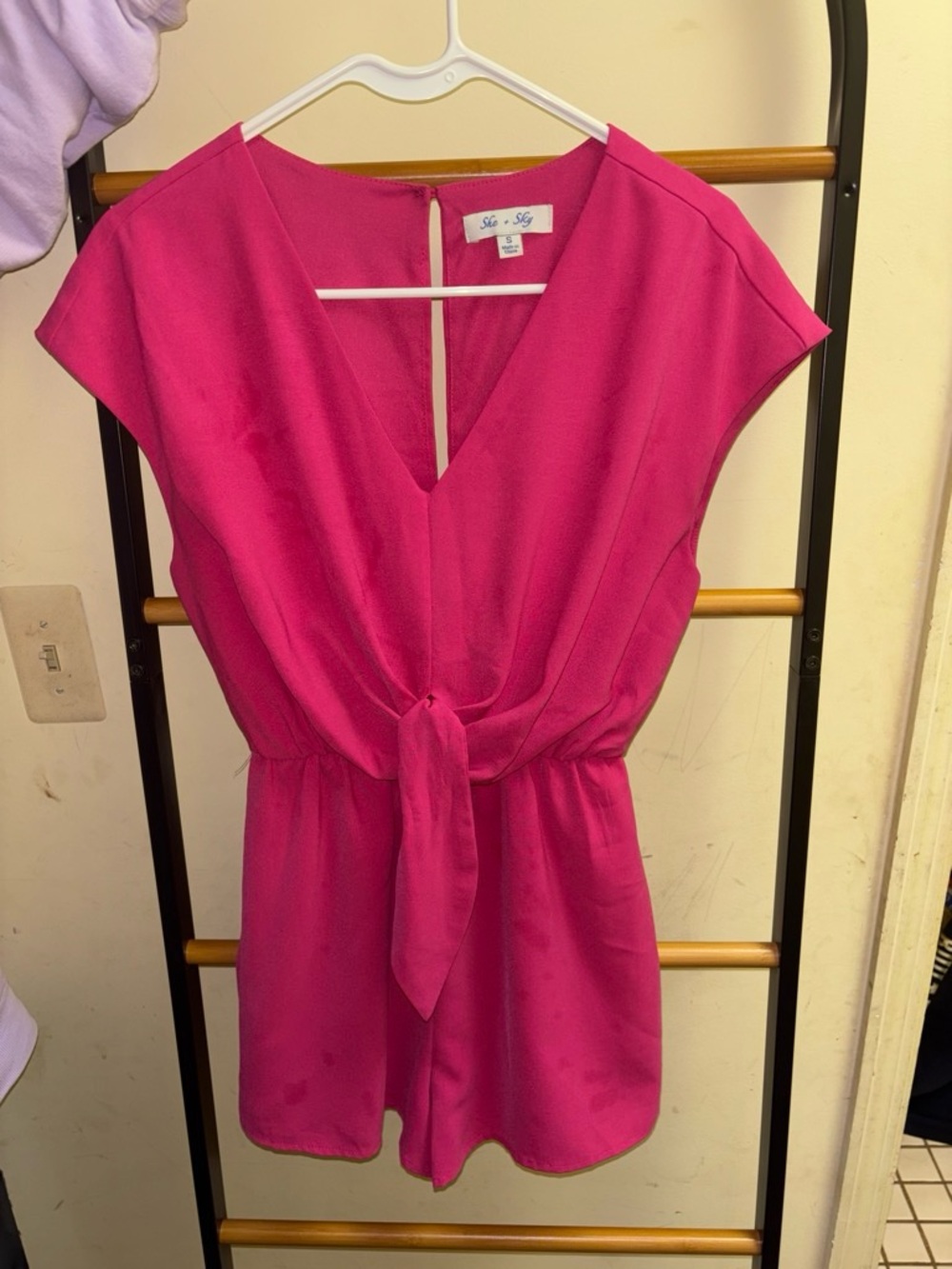 She + Sky Hot Pink Tie-Front Mini Dress